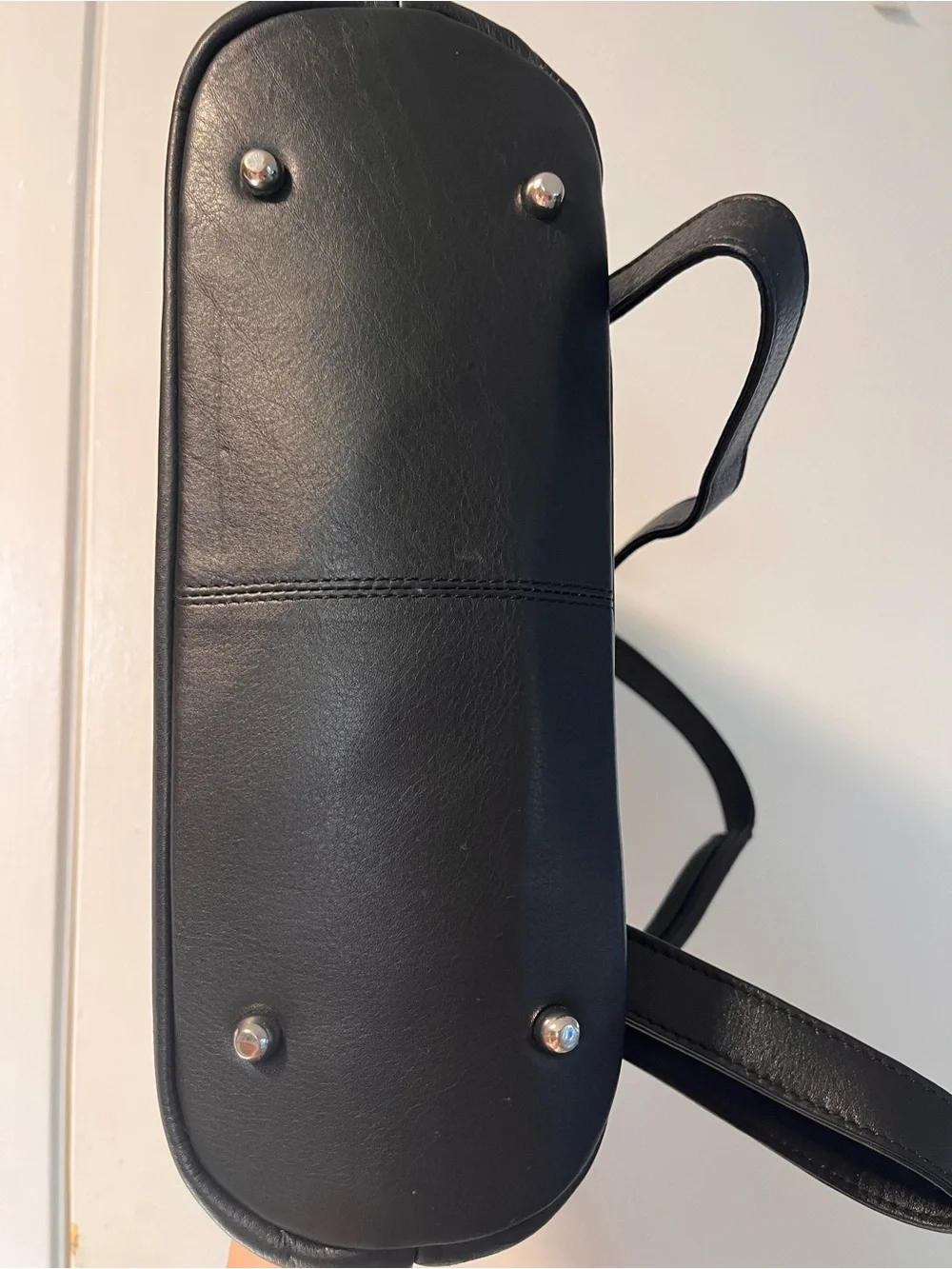 Black Leather Travel Laptop Backpack RFID Genuine Leather